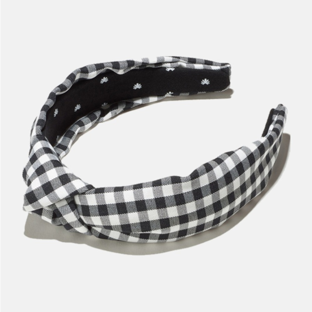 Lele Sadoughi Black and White Gingham Headband